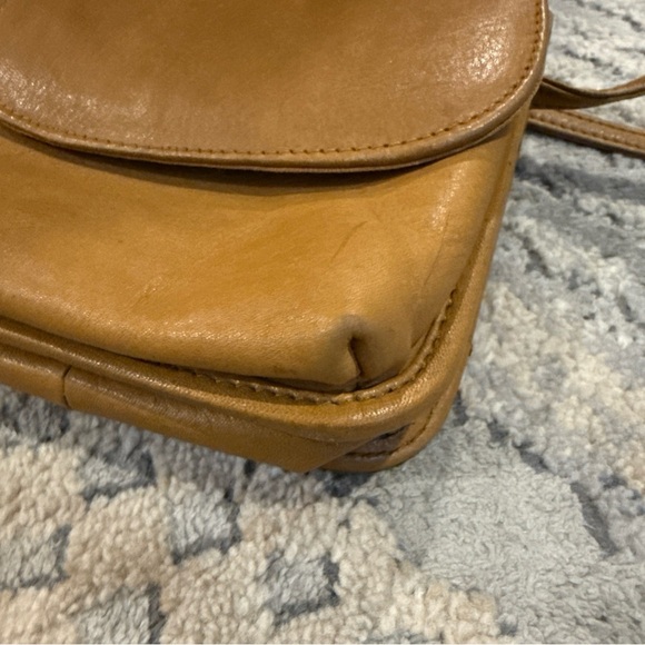 Green Fields Brown Crossbody Shoulder Handbag Purse Pocketbook Vintage Leather P - Picture 3 of 12
